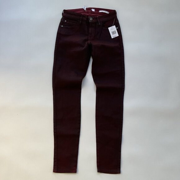 Guess Women’s Sexy Curve Mid Rise Skinny Jeans In Burgundy Light Coated Size 24 - Picture 2 of 11